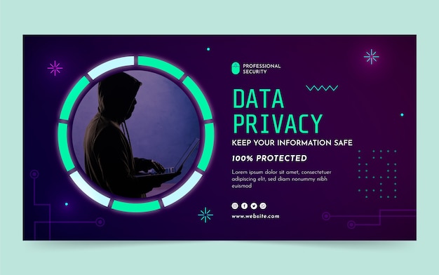 Free Vector gradient data privacy facebook template