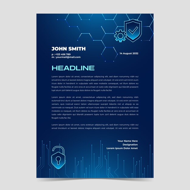 Gradient data privacy geometric shapes letterhead