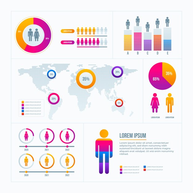 Gradient demographic chart infographic