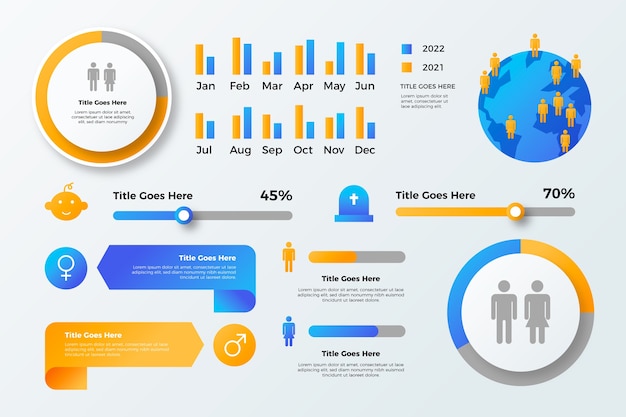 Gradient demographic chart infographic