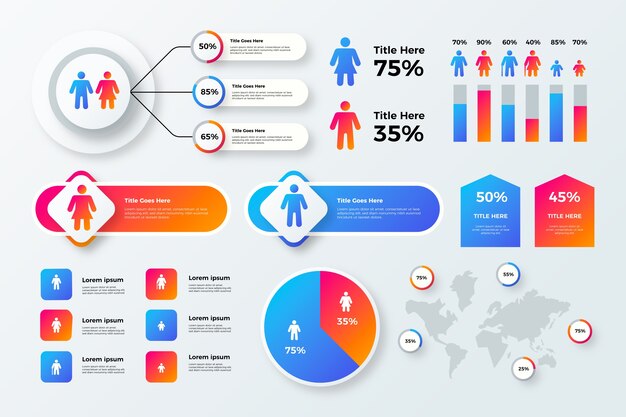 Gradient demographic chart infographic