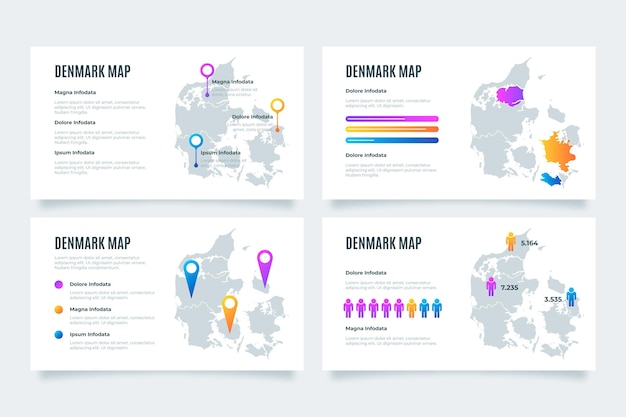 Free Vector gradient denmark map infographic