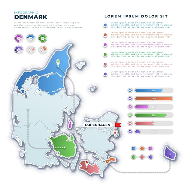 Gradient denmark map infographic