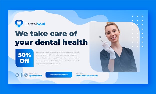 Gradient dental clinic facebook template