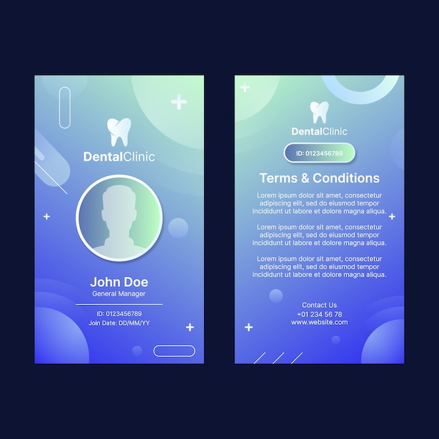 Gradient dental clinic id card template