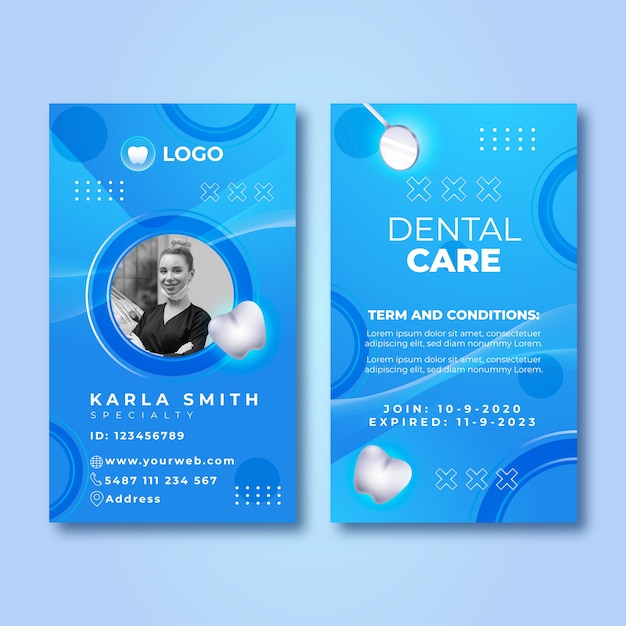 Gradient dental clinic id card template