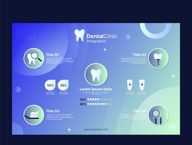 Gradient dental clinic infographic template