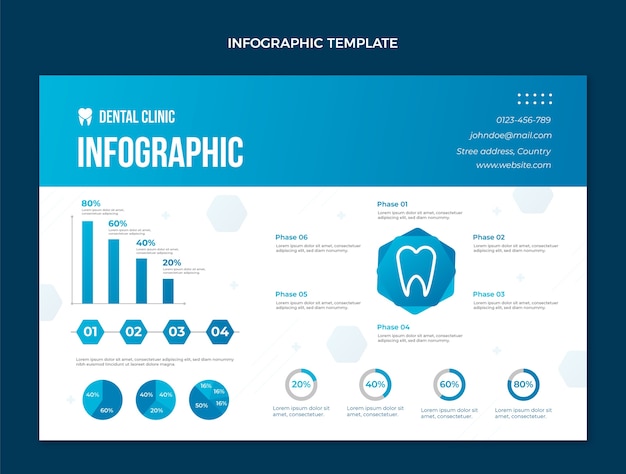 Free Vector gradient dental clinic infographic template