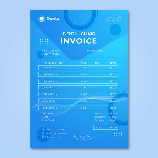 Gradient dental clinic invoice template