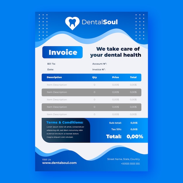 Gradient dental clinic invoice template