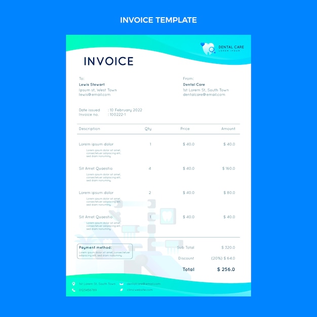 Gradient dental clinic invoice