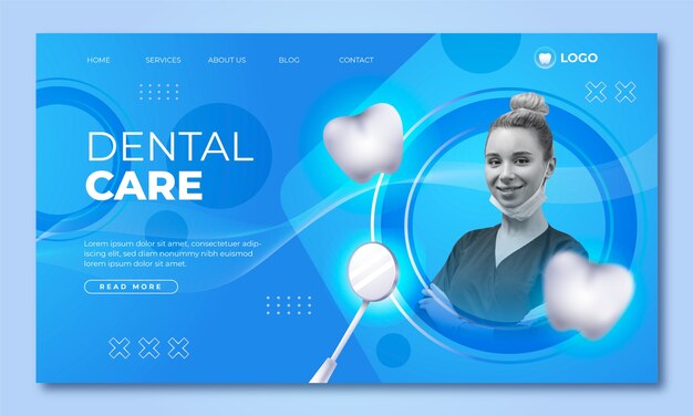 Gradient dental clinic landing page template