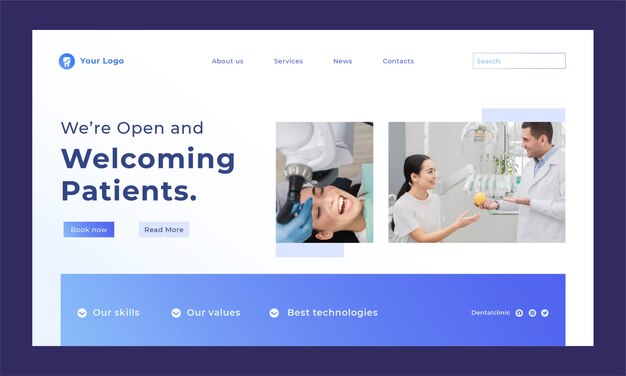 Gradient dental clinic landing page template