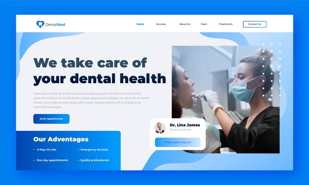 Gradient dental clinic landing page