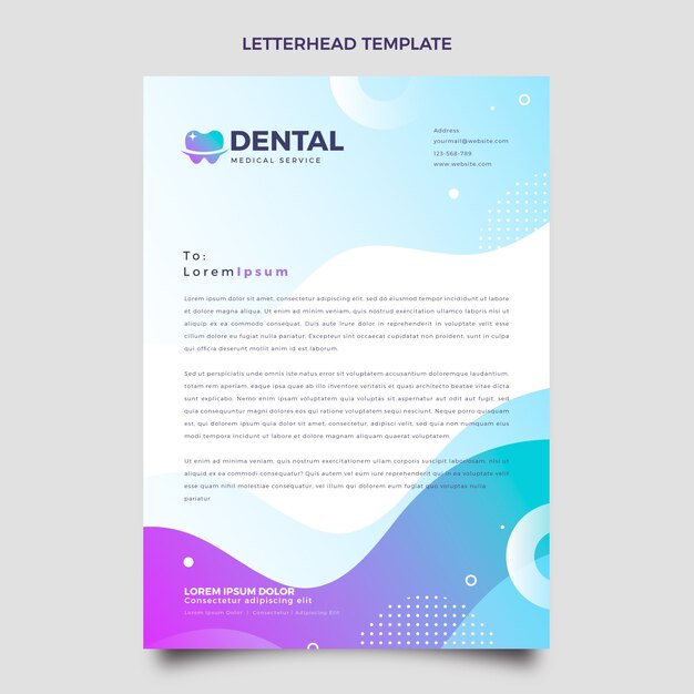 Gradient dental clinic letterhead template