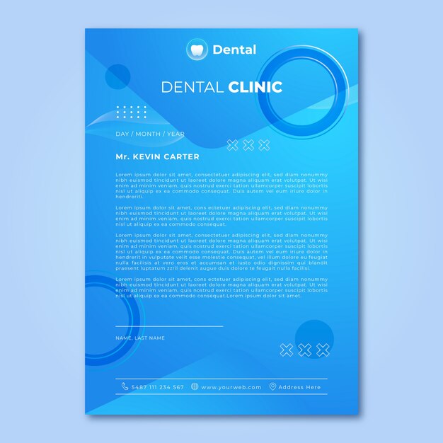 Gradient dental clinic letterhead template