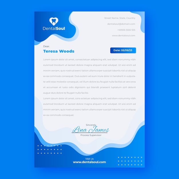 Gradient dental clinic letterhead template