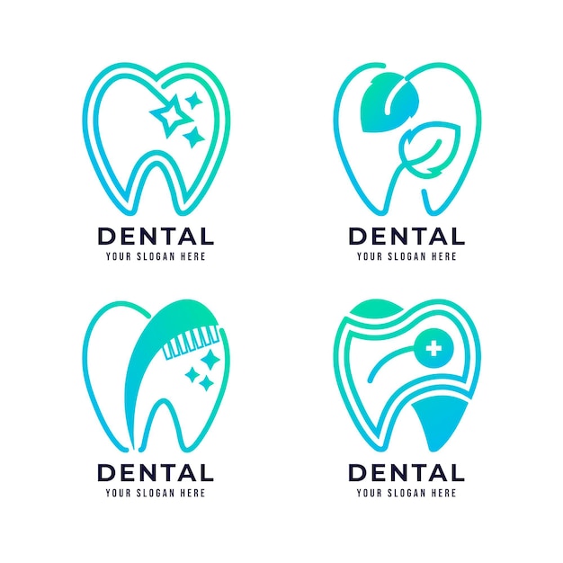 Gradient dental logo template set