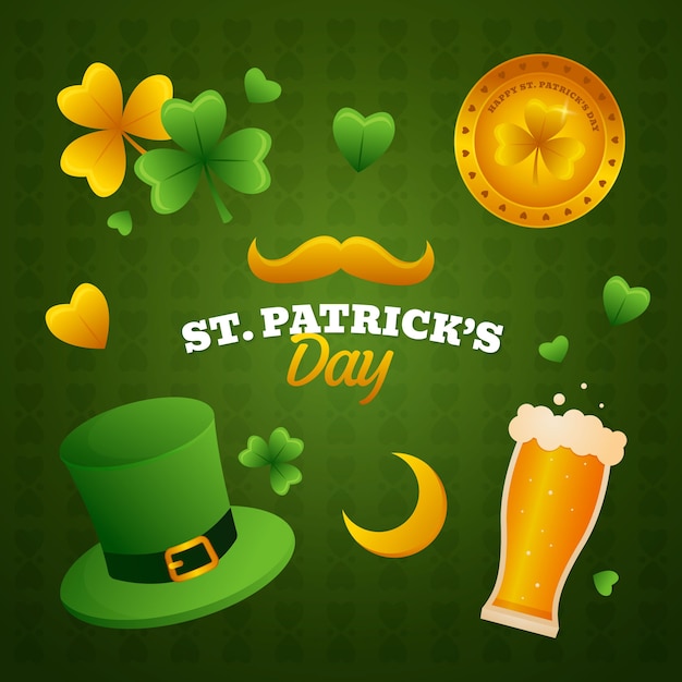 Free vector gradient design elements collection for st patrick's day celebration