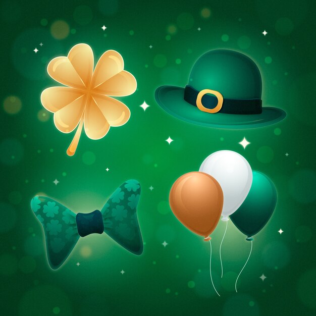 Gradient design elements collection for st patrick's day celebration