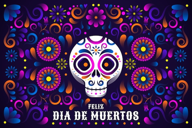 Free vector gradient dia de muertos background