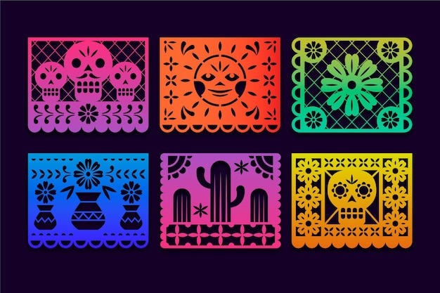 Gradient dia de muertos picado paper collection