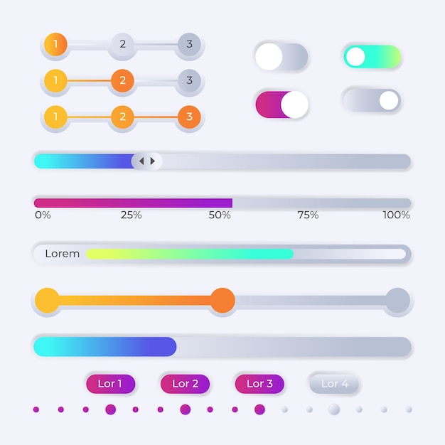 Free Vector gradient different sliders collection