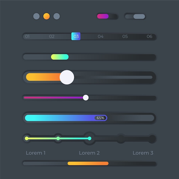 Free Vector gradient different sliders collection