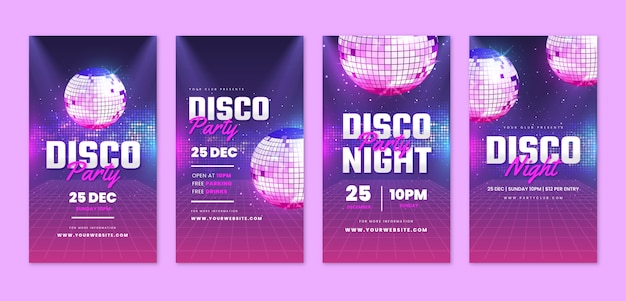 Free Vector gradient disco party instagram stories