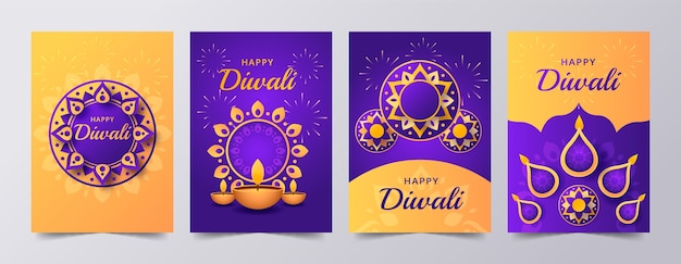 Gradient diwali cards collection