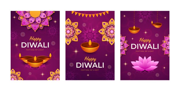 Gradient diwali cards collection