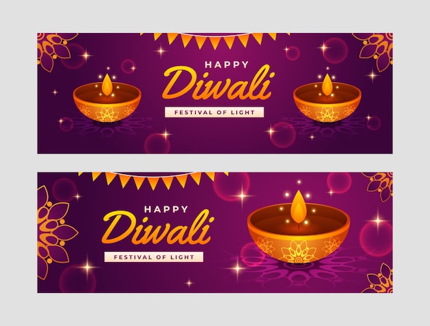 Free Vector gradient diwali horizontal banner template