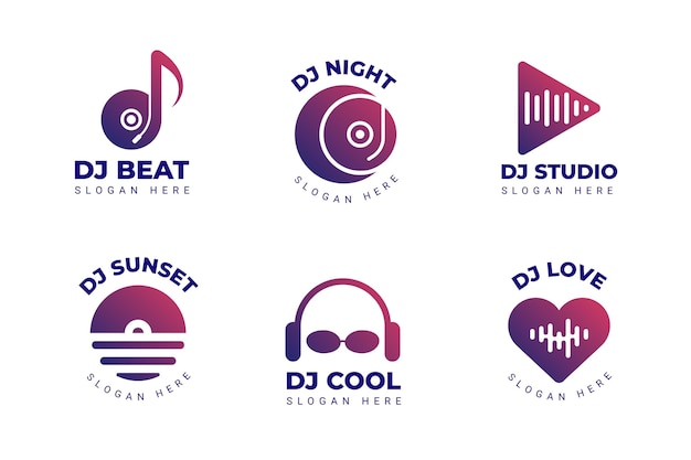 Gradient dj logo collection