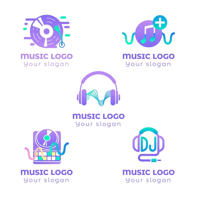 Free vector gradient dj logo collection