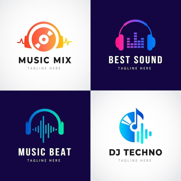 Gradient dj logo collection