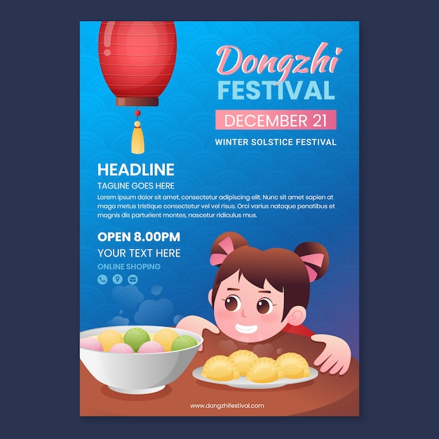 Gradient dongzhi festival vertical flyer template