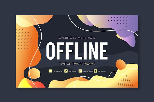 Free vector gradient dotted liquid design twitch offline banner