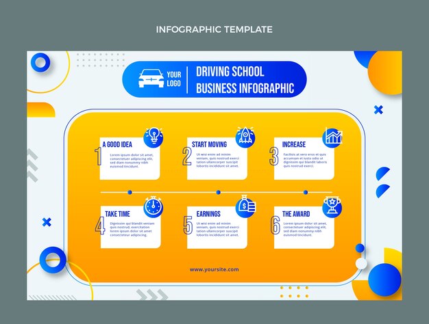 Gradient driving school infographic template