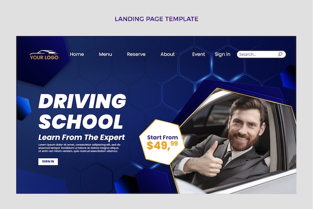 Gradient driving school landing page template