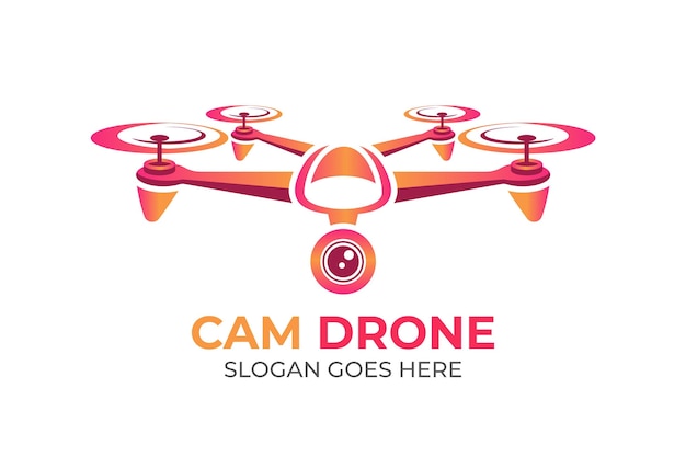 Free vector gradient drone logo template with slogan