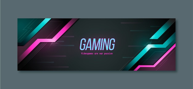 Free vector gradient duotone gaming twitter header