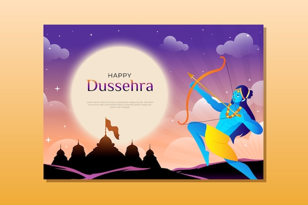 Free vector gradient dussehra card template