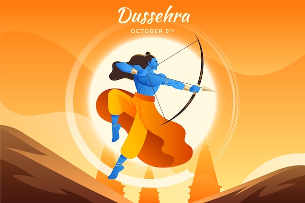 Free Vector gradient dussehra illustration