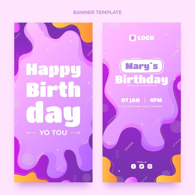 Gradient dynamic birthday vertical banners