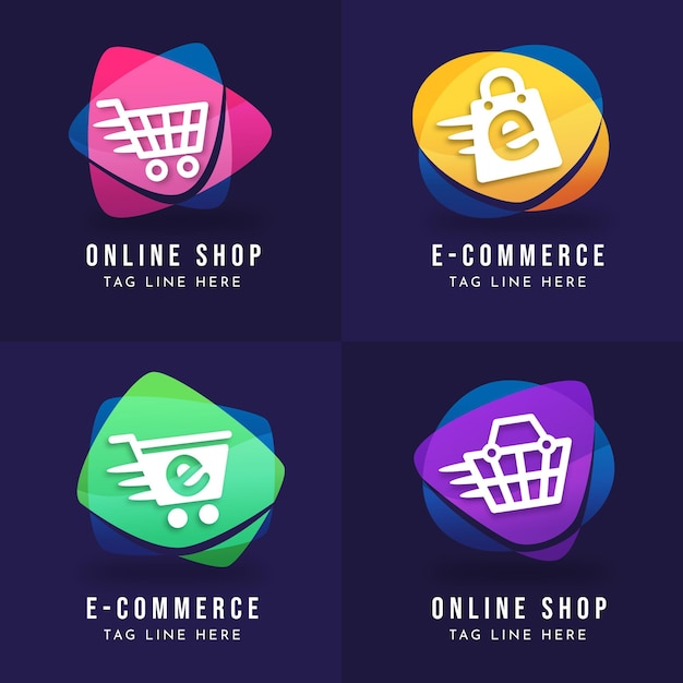 Free vector gradient e-commerce logo template collection