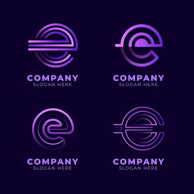 Free vector gradient e logo template set