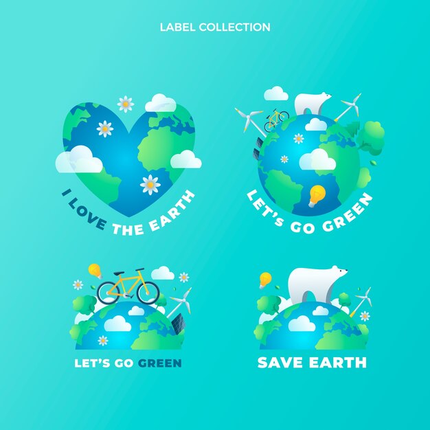 Gradient earth day labels collection