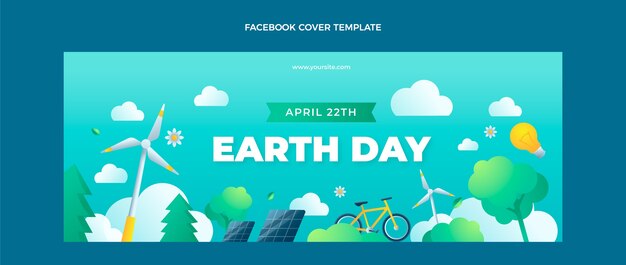 Gradient earth day social media cover template