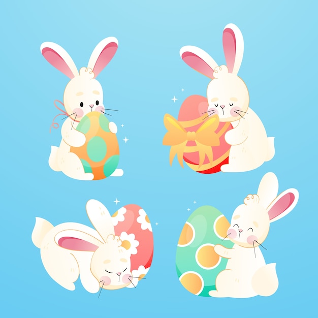 Gradient easter celebration elements collection