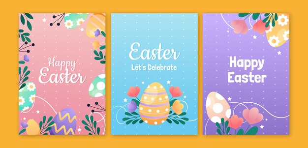 Gradient easter celebration greeting cards collection